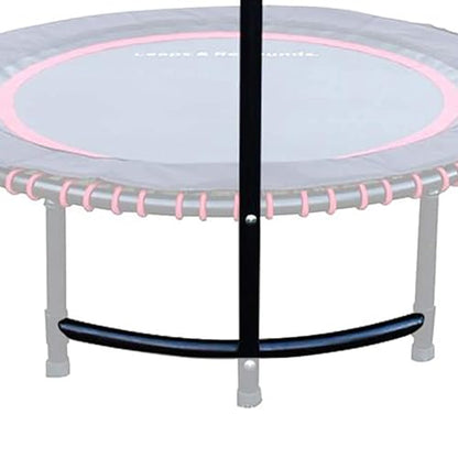 LEAPS & REBOUNDS 48" Adjustable Stability Bar Attachment with 48" Mini Fitness Trampoline and Home Gym Rebounder for Cardio Exercises, Pink