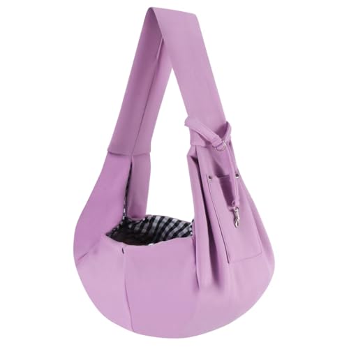 Dog Carrier Sling - Reversible Puppy Carrier Purse with Storage Pocket, Hand-Free Dog Sling Carrier for Carry Small Dogs and Cats, Travel Safety Harness, Dog and Cat Harness (Purple) - color: Purple
