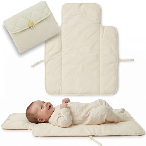 Portable Diaper Changing Pad - Soft and Easy to Clean Diaper Changing Mat for Babies - The Perfect Lightweight and Foldable Pad for Traveling - color: Beige