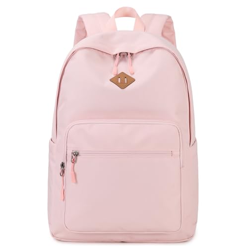 Lohol Classic Backpack for School Travel College, Durable Water Resistant Bookbag (Pink) - color: Pink