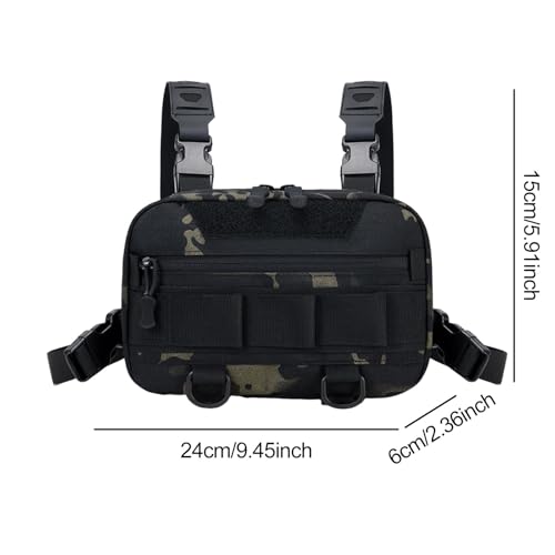 Outdoor Sports Chest Bag Utility Backpack, Portable, Multifunctional Practical Large Capacity Breathable for Camping Outdoor, Black Camo