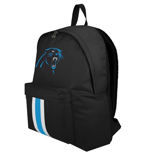 FOCO NFL Officially Licensed Team Color Primary Logo Solid Stripe Football School Bag Travel Backpack - Carolina Panthers - Black - color: Carolina Panthers