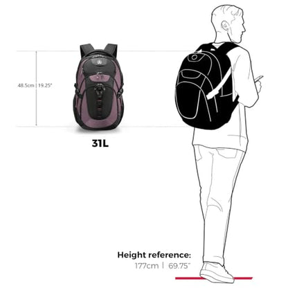 Swissdigital Design Laptop Backpack for Men with USB Charging Port SD803-85 - color: Light Purple/Black