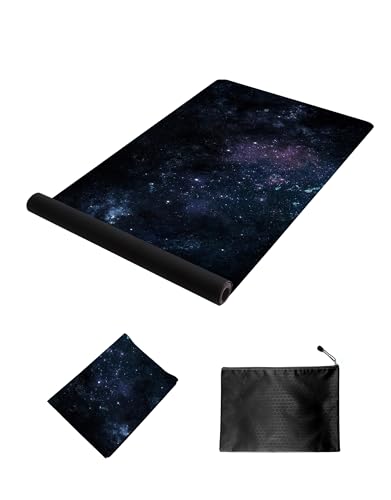 nuveti Printed Travel Yoga Mat-1/16 Inch Thick Non Slip Fitness Workout Mat with Carrying Bag, Foldable Lightweight Suede & Natural Rubber Yoga Mat for Yoga Pilates and Fitness 72" L x 24" W x 1.5mm - color: YinXing