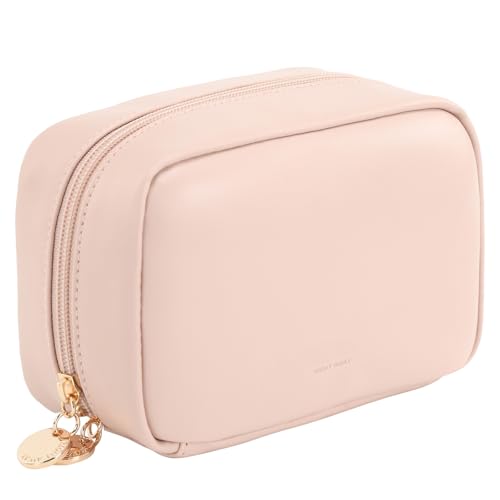 RIGHT AWAY Makeup Bag,Travel Cosmetic Bag Organizer with Zipper,Waterproof Toiletry Bags Makeup Pouch for Purse, Small Make Up Bag &Cases with Compartments for Women Girls（Pink） - color: AG-Pink