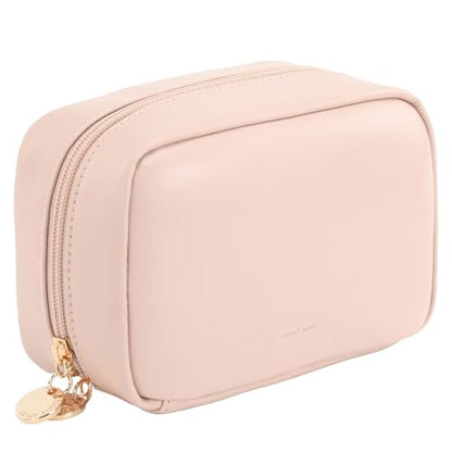 RIGHT AWAY Makeup Bag,Travel Cosmetic Bag Organizer with Zipper,Waterproof Toiletry Bags Makeup Pouch for Purse, Small Make Up Bag &Cases with Compartments for Women Girls（Pink） - color: AG-Pink