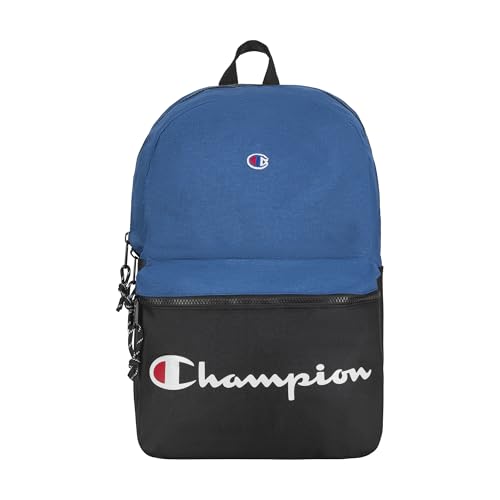 Champion Manuscript Backpack with Padded Adjustable Straps, Water Bottle Pocket for Work, Travel, Daily Use - color: Blue