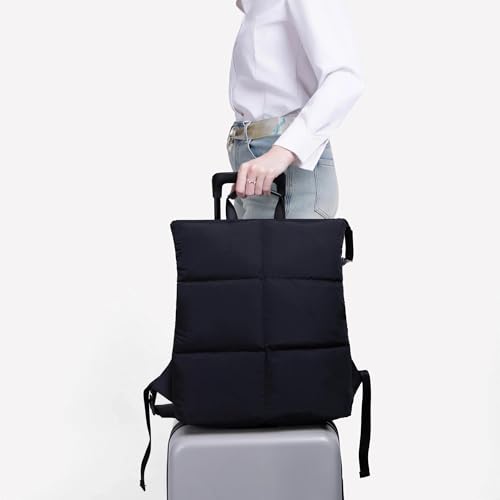 Comfyable Puffy Laptop Backpack for Men and Women, Everyday Computer Backpack Compatible with 16" MacBook Pro M4, Water-Resistant Daypack for Work, College, and Travel, PFAS Free, Black