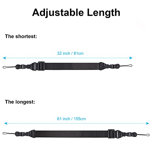 Replacement Shoulder Strap: Universal Adjustable Shoulder Strap Belt for Laptop iPad Case Notebook Messenger Camera Luggage Briefcase Duffel Bag, Comfortable Neck Strap Nylon 32"-61" - color: Black-1 Pack