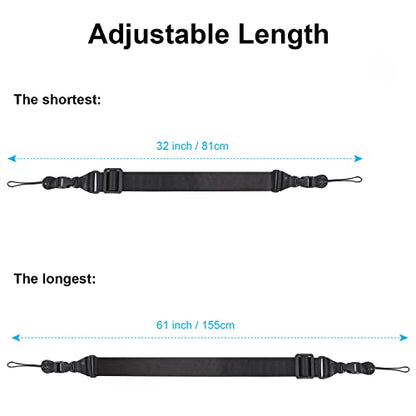 Replacement Shoulder Strap: Universal Adjustable Shoulder Strap Belt for Laptop iPad Case Notebook Messenger Camera Luggage Briefcase Duffel Bag, Comfortable Neck Strap Nylon 32"-61" - color: Black-1 Pack