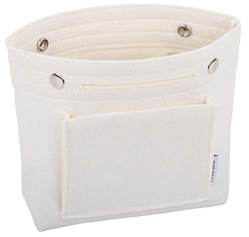 Vercord Mini Slim Small Felt Purse Organizer Insert Inside Handbag Tote Pocketbook for Women White - color: A-mini-white
