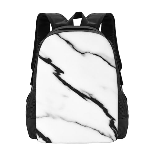 Lightweight Polyester Daypack White Marble Print, Anti Theft Large Capacity Travel Hiking Backpack Unisex Carry On Bag for Outdoor Commute Business Use - color: Design (541)
