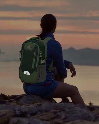 20L Small Reflective Hiking Backpack with Padded Straps for Men Women, Lightweight Travel Daypack, Green - color: Dark Green