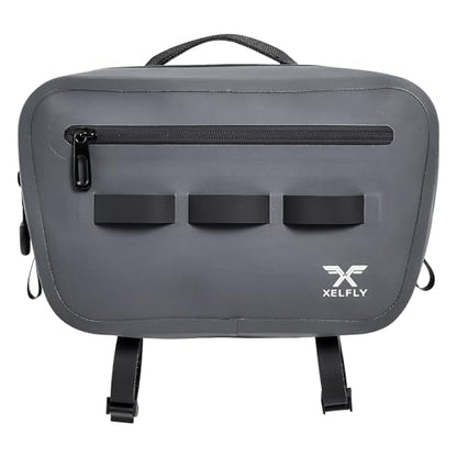 Xelfly Waterproof Fishing Waist Bag with Rod Holder, Padded Waist Straps & Gear Loops - Submersible Zipper, Rugged Top Handle, Adjustable Attachments (Gray) - color: Gray, size: Waist Bag