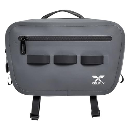 Xelfly Waterproof Fishing Waist Bag with Rod Holder, Padded Waist Straps & Gear Loops - Submersible Zipper, Rugged Top Handle, Adjustable Attachments (Gray) - color: Gray, size: Waist Bag
