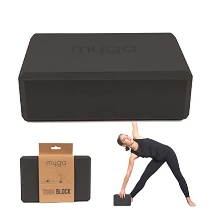 MYGA Yoga Block,Lightweight EVA Foam Yoga Brick,High Density Non-Slip Block for Yoga Poses, Pilates, Balance and Flexibility - color: Black