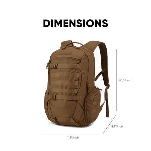 35L Tactical Backpack for Men, MOLLE Military Bug Out Bag, Waterproof Rucksack for Hiking with Hydration Port Tan - color: Tan