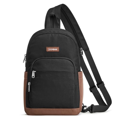 G4Free Small RFlD Crossbody Backpack Convertible Lightweight Mini Sling Bag for Women Men for Travel & Hiking, Black & Brown - color: Black and Brown