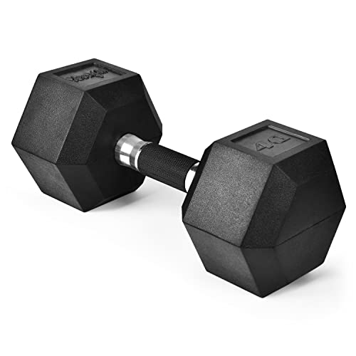 Yes4All Rubber Grip Encased Hex Dumbbell – Hand Weights With Anti-Slip 5-50 LBS Single - color: H. 40 Pounds