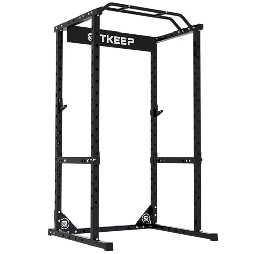RitKeep RMAX 2250 Power Rack, 1200 lb Capacity Multi-Function Squat Rack and Weight Cage for Strength Training with Pull-Up Bar, Safety Bars, J-Hooks for Home Gym and Garage Gym - color: Black