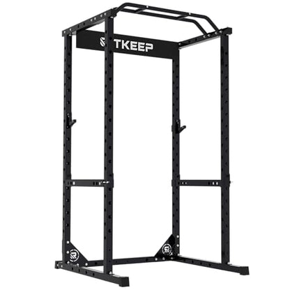 RitKeep RMAX 2250 Power Rack, 1200 lb Capacity Multi-Function Squat Rack and Weight Cage for Strength Training with Pull-Up Bar, Safety Bars, J-Hooks for Home Gym and Garage Gym - color: Black