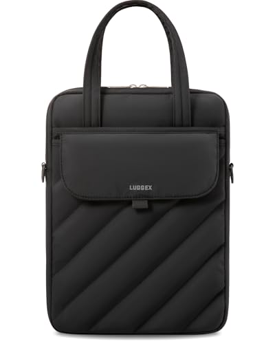 LUGGEX Puffy Laptop Sleeve Bag 13-14 Inch, Vertical Computer Carrying Cases with Tablet Pockets and Handle, Compatible with MacBook Air/Neo/Pro 13/14 Inch 360° Protective (LTX-Core, Black) - color: Black Vertical, size: 13-14 Inch for Macbook Air & Pro