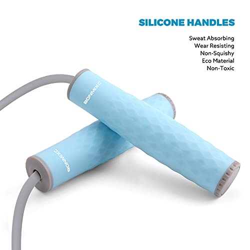 Jump Rope 3 Styles | 1-LB Weighted Jump Rope for Adults Women. || Speed Jump Rope with Ball Bearings for Fitness. ||| Lightweight Skipping Ropes (2 Pack) for Kids and Adult Beginners. - color: 1LB Weighted Blue (1 Pack)