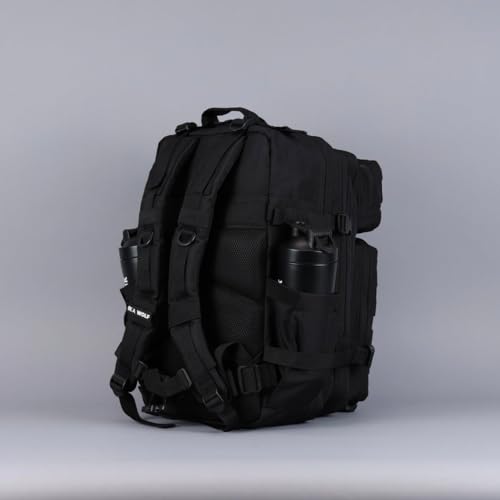 WOLFpak 45L Tactical Gym Backpack (Alpha Black) Durable 1000D Waterproof Oxford Material with MOLLE Webbing, Laptop Pocket & Dual Cup Holders, Durable Fitness/Travel/Military Daypack - color: Alpha Black