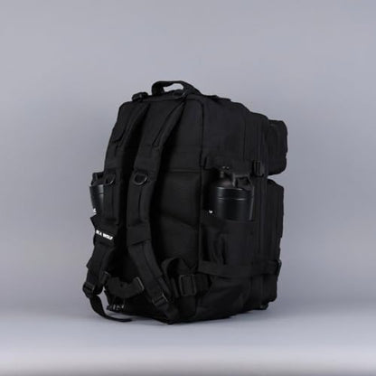 WOLFpak 45L Tactical Gym Backpack (Alpha Black) Durable 1000D Waterproof Oxford Material with MOLLE Webbing, Laptop Pocket & Dual Cup Holders, Durable Fitness/Travel/Military Daypack - color: Alpha Black