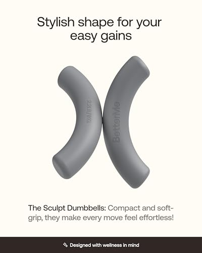 BetterMe Sculpt Dumbbells – 2.2 lb Pair Neoprene Hand Weights – Non-Slip Soft Grip Free Weights for Women – Compact Pilates, Barre & Home Workout Dumbbells - color: Stone Gray