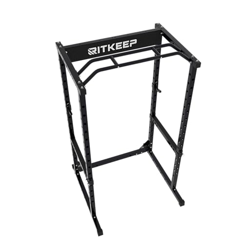 RitKeep RMAX 2250 Power Rack, 1200 lb Capacity Multi-Function Squat Rack and Weight Cage for Strength Training with Pull-Up Bar, Safety Bars, J-Hooks for Home Gym and Garage Gym - color: Black