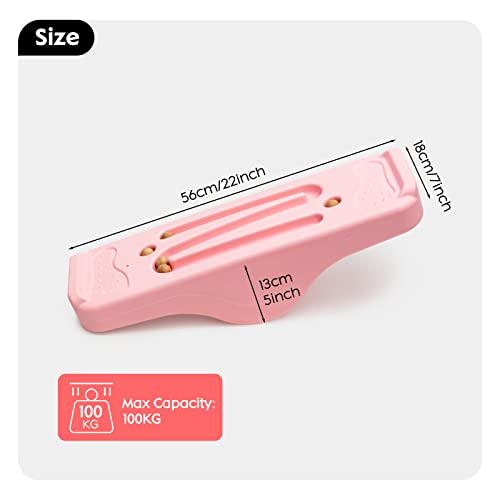 Kids Rocking Seesaw Balance Board with 5 Wooden Balls Sensory Training Rocking Board Balance Training Equipment Children Indoor Outdoor Activity Toy (Pink) - color: Pink