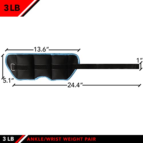 JFIT Ankle Weights - Ankle Weight Pair 10 Weight and Bundle Options - 0.5 to 8 lbs. Each (Set of 2) Adjustable Straps – Comfortable, Breathable, Moisture Absorbent Weight Straps for Men and Women - size: 3 lb Pair