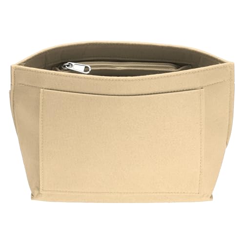 uxcell Purse Organizer Insert, Small Felt Handbag Organizer Bag Storage & Finishing Inner Bag Liner with Zipper for Chic Backpack Tote Shoulder Bags, Beige - color: Beige, size: Small