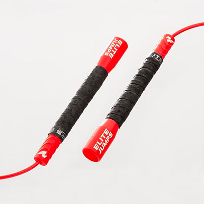 Elite Jumps Freestyle PVC Jump Rope Bundle - Premium Quality Adult Jump Ropes for Fitness - Lightweight Cardio Skipping Jump Rope for Exercise and Training - Unbreakable Grip Tape Handles - color: Red