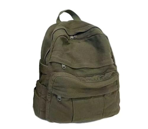 MaxxCloud Women's Heavy Cotton Canvas Laptop Backpack Lightweight Casual Hiking Daypack Travel Bag - color: Army Green