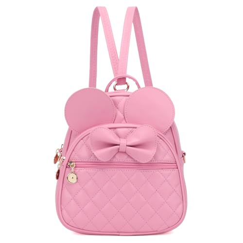 KL928 Girls Mini Backpack Bowknot Polka Dot Cute Small Daypacks Convertible Shoulder Bag Purse for Women - color: Dx-pink
