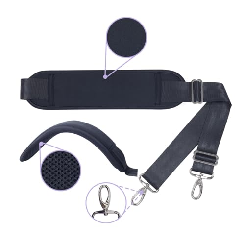 60 Inch Shoulder Strap with Removable Ultra-Thick Pad，Adjustable Buckles and Metal Hooks - color: Black