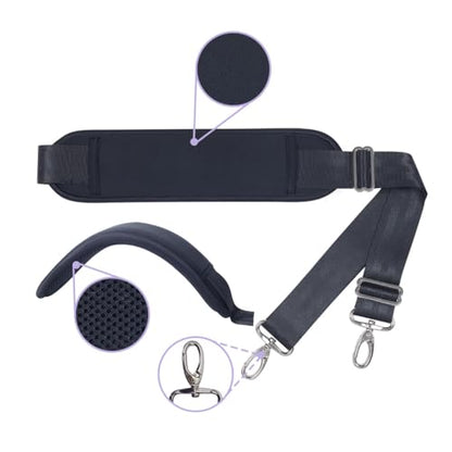 60 Inch Shoulder Strap with Removable Ultra-Thick Pad，Adjustable Buckles and Metal Hooks - color: Black