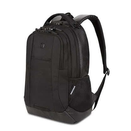 SWISSGEAR Cecil Laptop Backpack, Fits Most 16-Inch Laptops, Three-Compartment Design, Airflow Back Panel, Black, 27.3L, 18-Inch - color: Black Hex