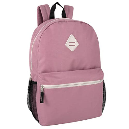 Large School Backpacks with Mesh Side Pockets – Classic 19 Inch Solid Color Backpacks for Kids, Men, Women, Travel (Pink & Blush) - color: Pink & Blush