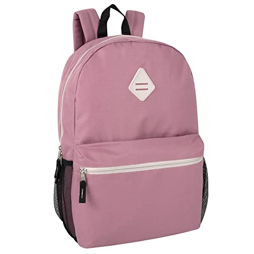 Large School Backpacks with Mesh Side Pockets – Classic 19 Inch Solid Color Backpacks for Kids, Men, Women, Travel (Pink & Blush) - color: Pink & Blush