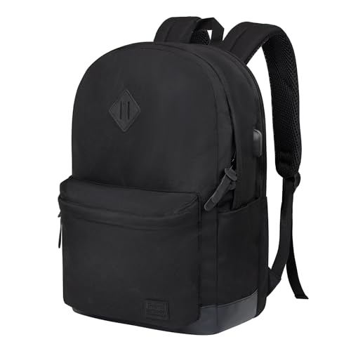 Goloni Backpack for Men Women,Travel Laptop Backpack, Water Resistant 17.3 Inch USB Charging Backpack, Large Capacity Work Commute Bag - color: All Black, size: Large