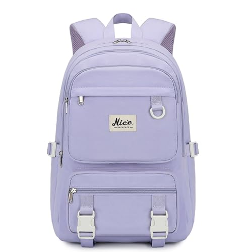 Laptop Backpack for Women College High Schoolbag Big Students Bookbags Large Multi pocket Travel Daypack Casual (Purple) - color: Purple
