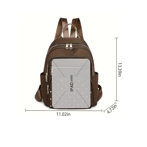 Women Casual Backpack: Multi-Pocket, Large-Capacity, Fashionable & Wear-Resistant - Ideal for Daily Commuting & Travel-Brown - color: Brown