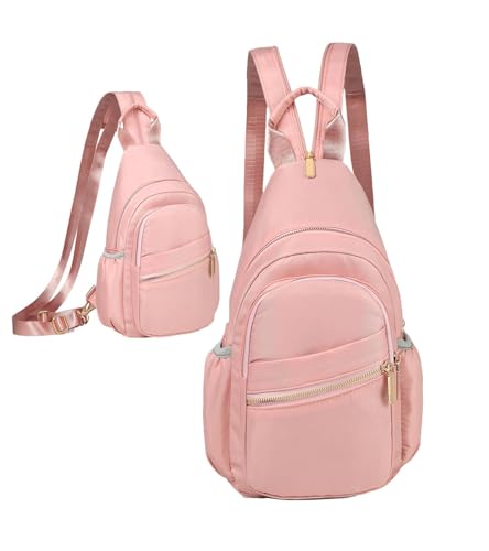 Xsecnua Small Crossbody Bag Convertible Mini Backpack for Women, Cross Body Sling Bag Sling Backpack for Travel Daypack - color: Pink
