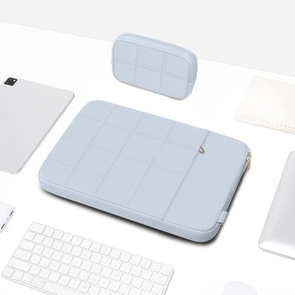 MOSISO Laptop Case 13.3 inch,13-13.3 inch Puffy Laptop Sleeve Compatible with MacBook Air 13 13.6/Neo/Pro 13/Pro 14,HP Dell ASUS,Twelve Square Quilted Bag with Vertical Pocket&Small Case, Baby Blue - color: Baby Blue, size: 13.3 inch
