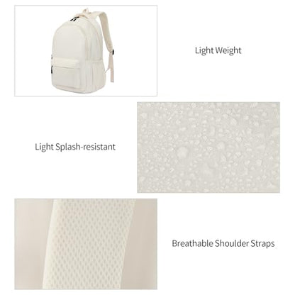 GAEKEAO Everyday Backpack for Women Men, Lightweight Casual Bookbag Travel Backpack for Work College Commute Beige - color: C02 Beige