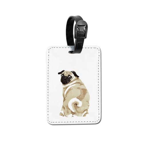 WIRESTER PU Leather Luggage Tag Name Tag Bag Tag for Travel Suitcase Baggage Luggage - Pug Dog - color: Pug Dog