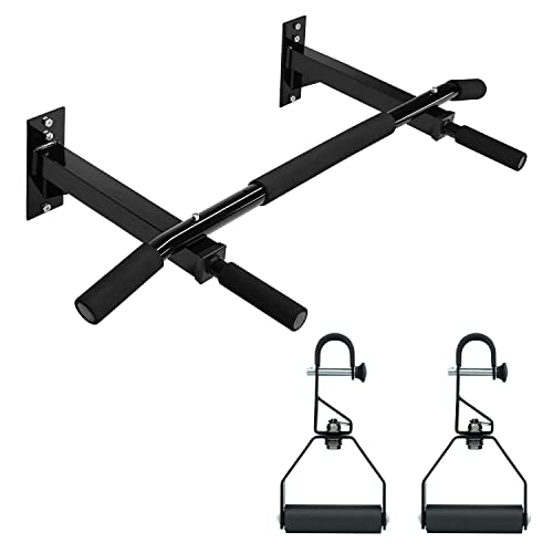 Yes4All Multifunctional Wall Mounted Pull Up Bar And Rotating Pull Up Handles With Non-Slip & Foam Pad Grips